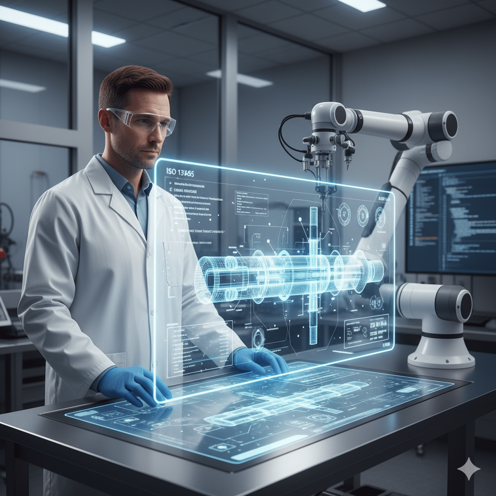Engineer developing flex circuit engineering solutions for medical electronics design and catheter systems